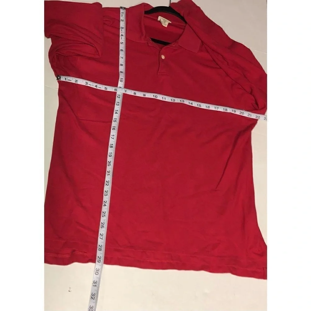 L.L.‎ Bean Mens Size Medium Regular Red 100% Cotton Long Sleeve Polo Shirt